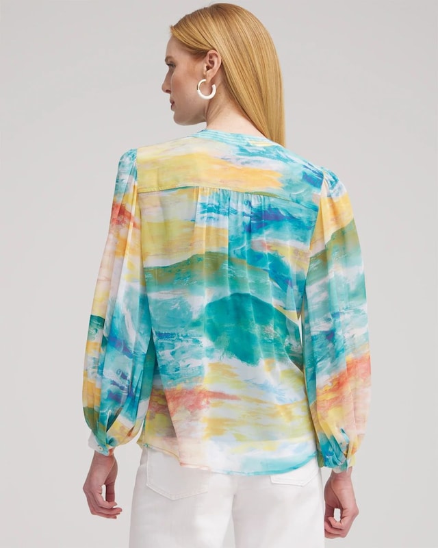 Watercolor Print Blouse - image 3